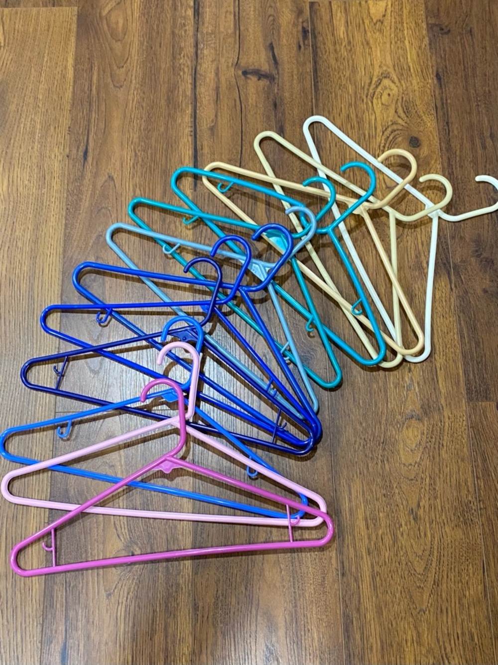 12 Vintage Colorful Tubular Adult Plastic Hangers
